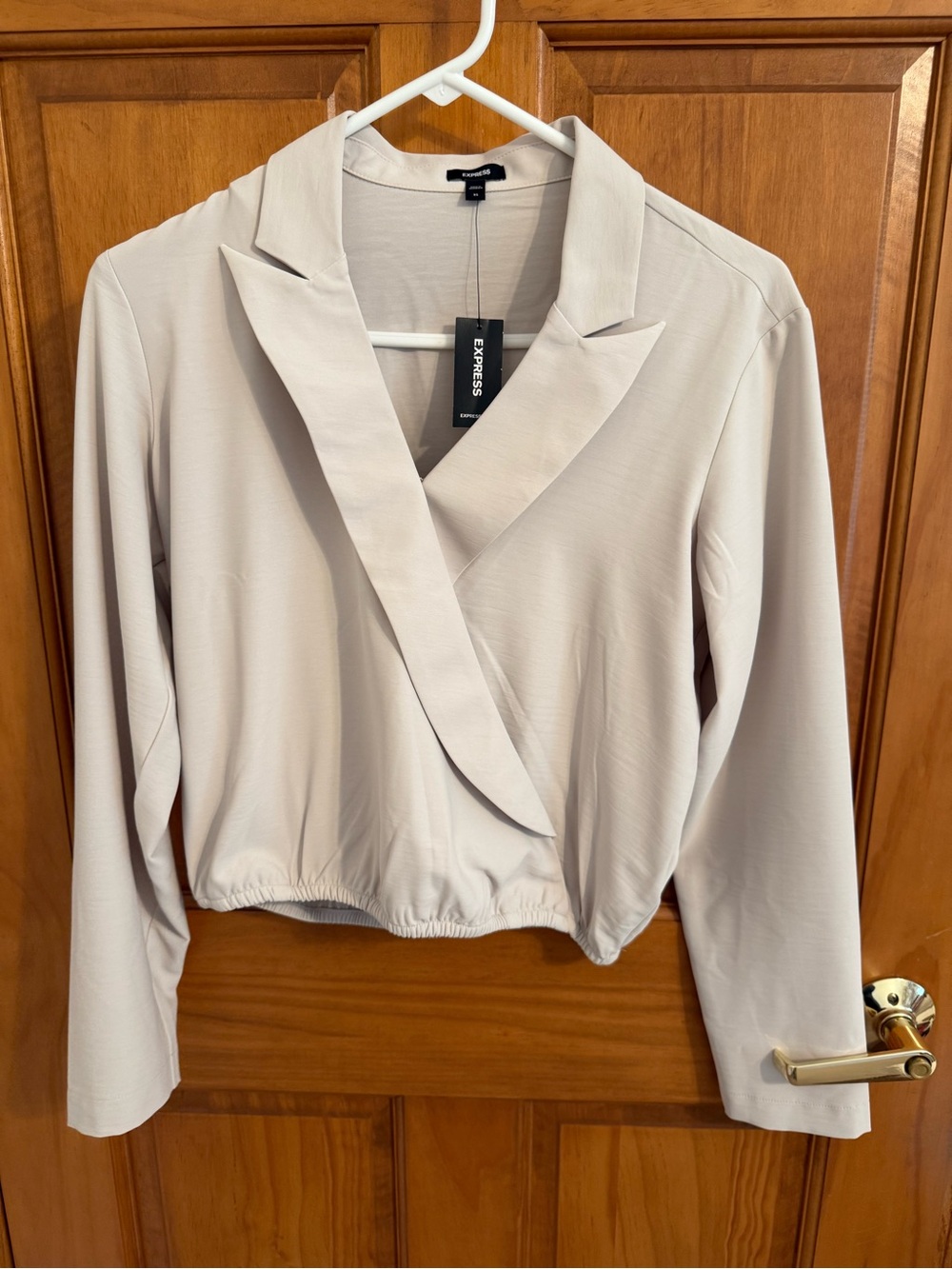 Express Beige Draped Collar Cropped Jacket - NWT